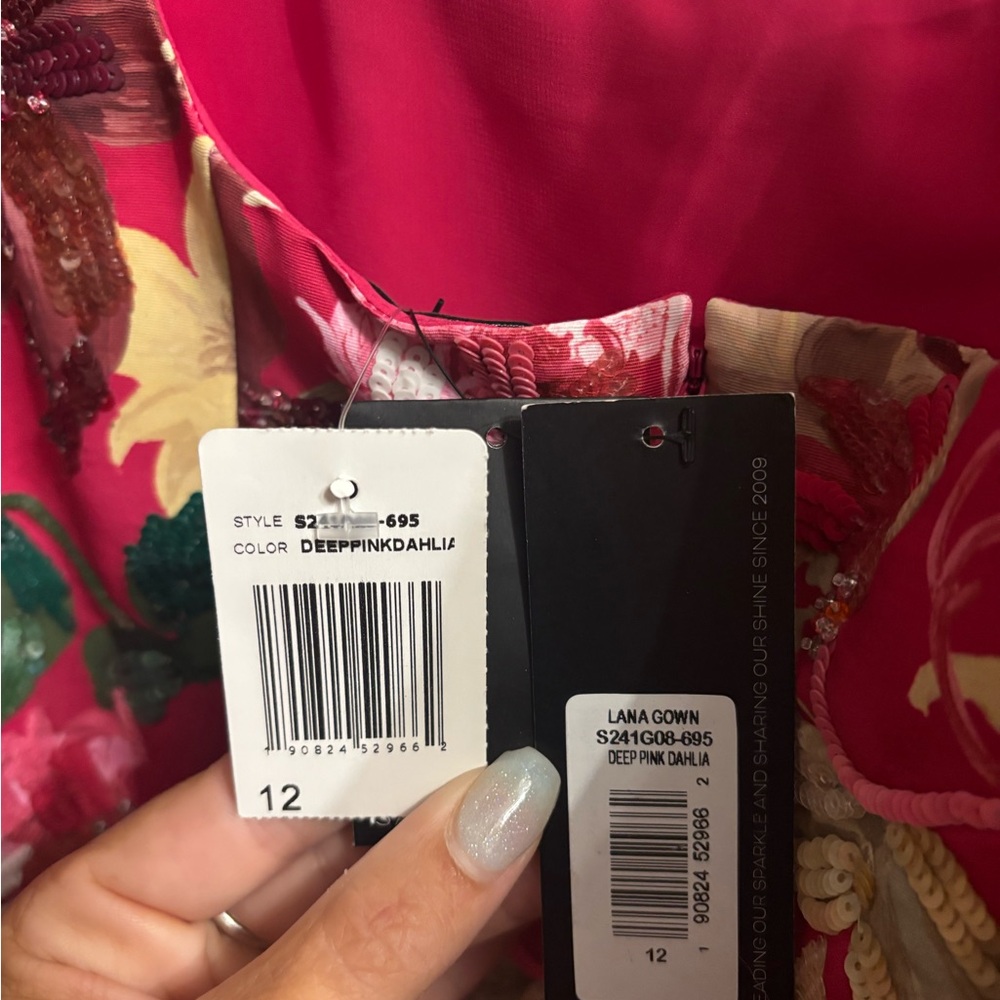 Sachin + Babi Deep Pink Dahlia Lana Gown